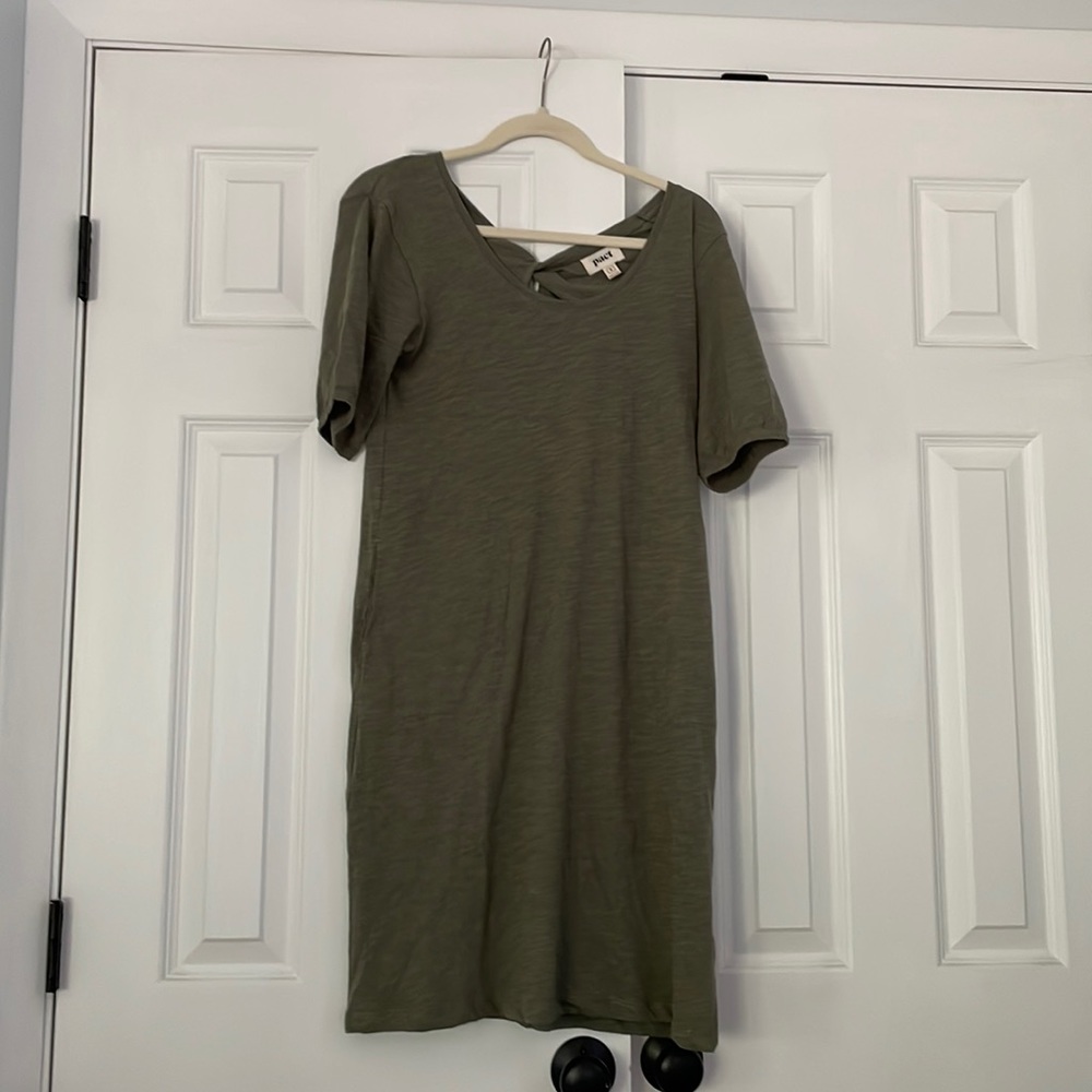 Pact Olive Short Sleeve Dress